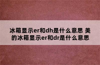 冰箱显示er和dh是什么意思 美的冰箱显示er和dr是什么意思